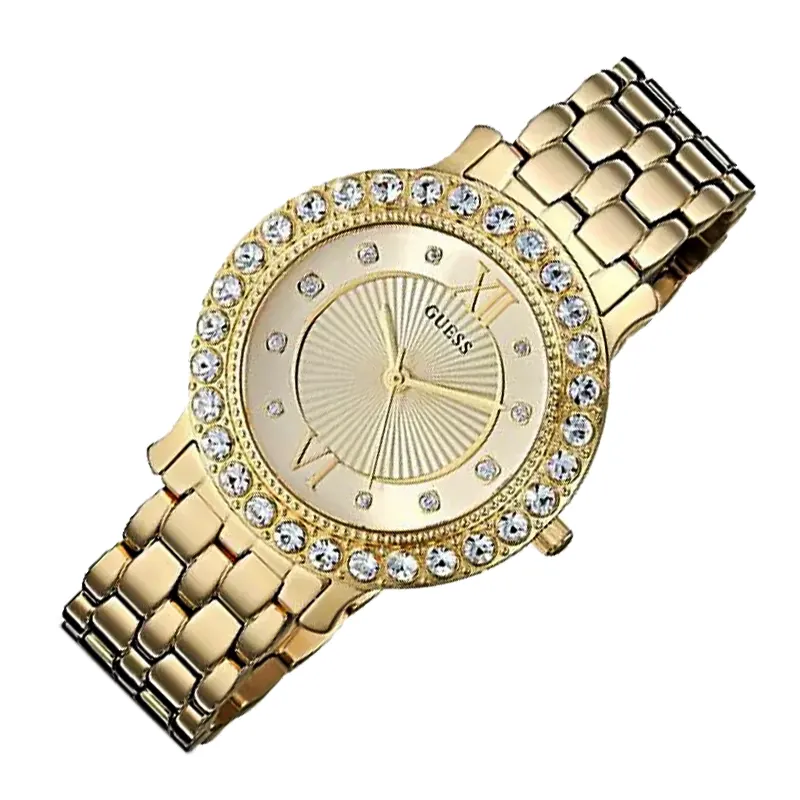 Guess Blush Crystal Len's Champagne Dial Ladies Watch- W1062L5